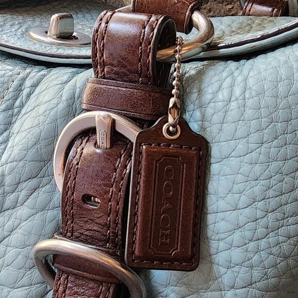 COACH D1082-F12334 Vintage Blue/Brown Chelsea Pebbled Leather Satchel Bag - Picture 12 of 16